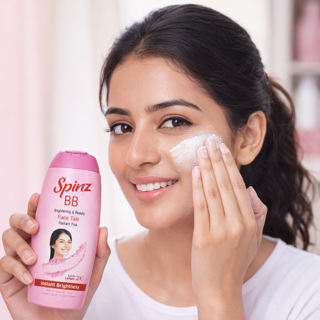 Face & Body Powder- Spinz BB Brightening & Beauty Radiant Pink 2X Lasts Longer Face Talc for Instant Brightness 25gm