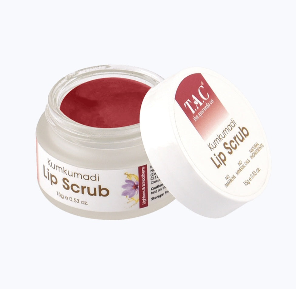 Lip Scrub- TAC Ayurvedic Kumkumadi Lip Scrub which Softens & Brightens the Lip 15gm