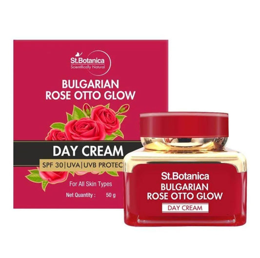 Brightening & Glowing Cream- St.Botanica Bulgarian Rose Otto Glow Day Cream with SPF-30 UVA/UVB Protection 50gm