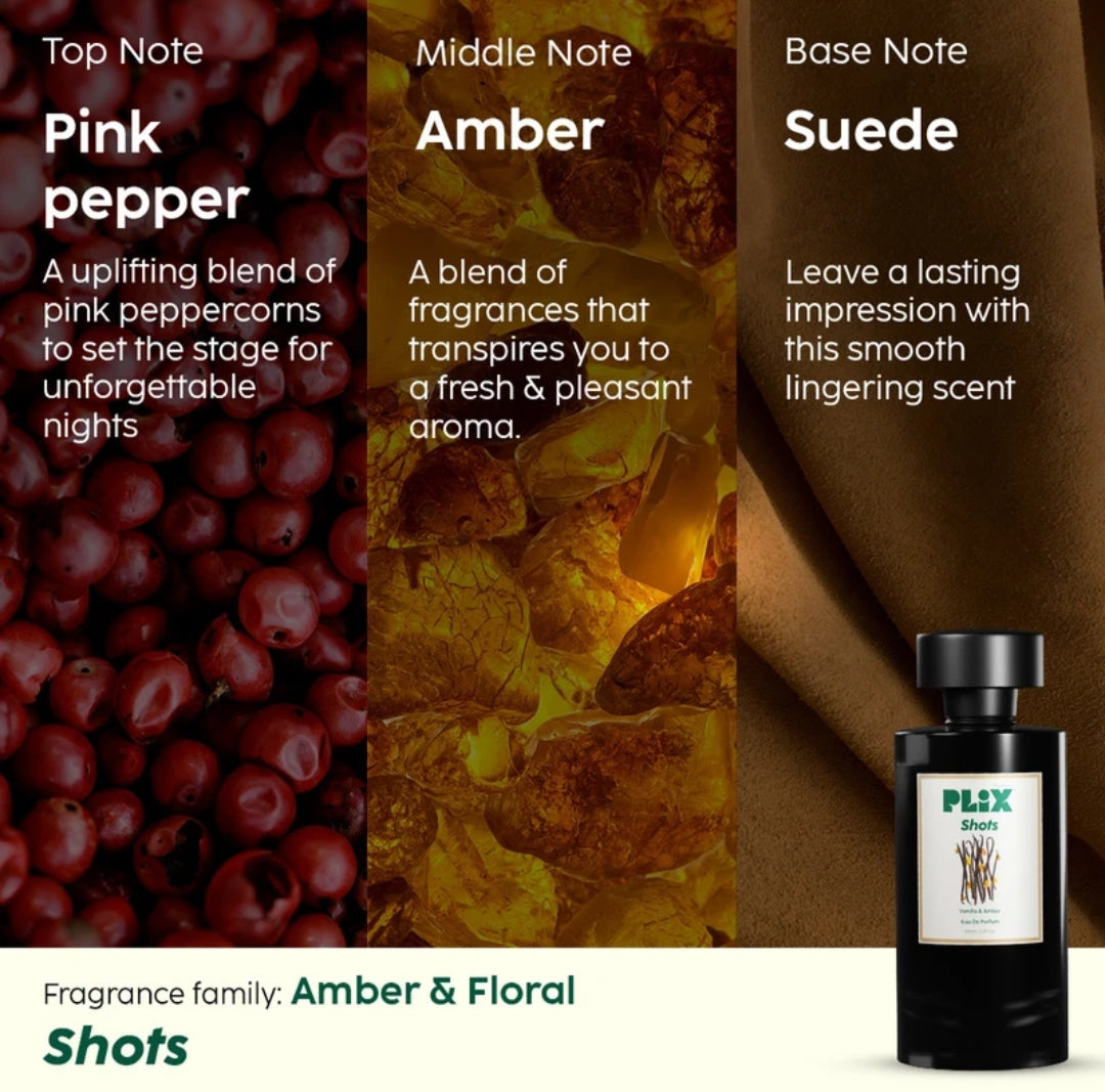 Perfumes & Deodorants- PLIX Shots Vanilla & Amber Perfume 100ml