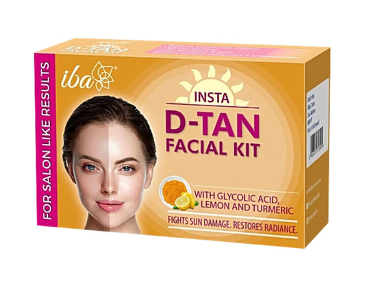 Facial Kit- iba Insta D-Tan 6 Steps Facial Kit with Glycolic Acid, Lemon & Turmeric which Fights Sun Damage and Restores Radiance 60gm.
