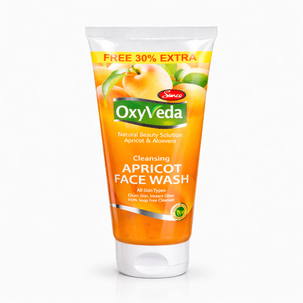 Face Wash- Simco OxyVeda's Cleansing Apricot Face Wash enriched with Apricot & Aloevera, suitable for All Skin Types - 65ml (50ml +15ml Free)