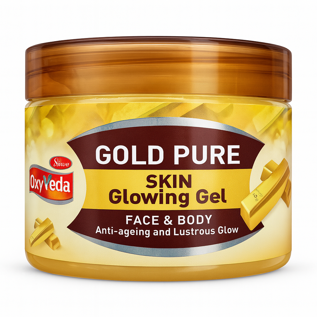 Face & Body Care- OxyVeda Gold Pure Anti-Aging Skin Glowing Gel for Face & Body which gives Lustrous Glow and is suitable for all skin types - 250gm