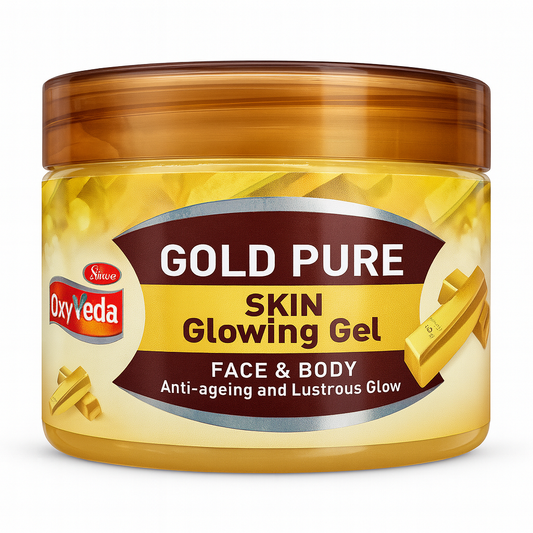 Face & Body Care- OxyVeda Gold Pure Anti-Aging Skin Glowing Gel for Face & Body which gives Lustrous Glow and is suitable for all skin types - 250gm