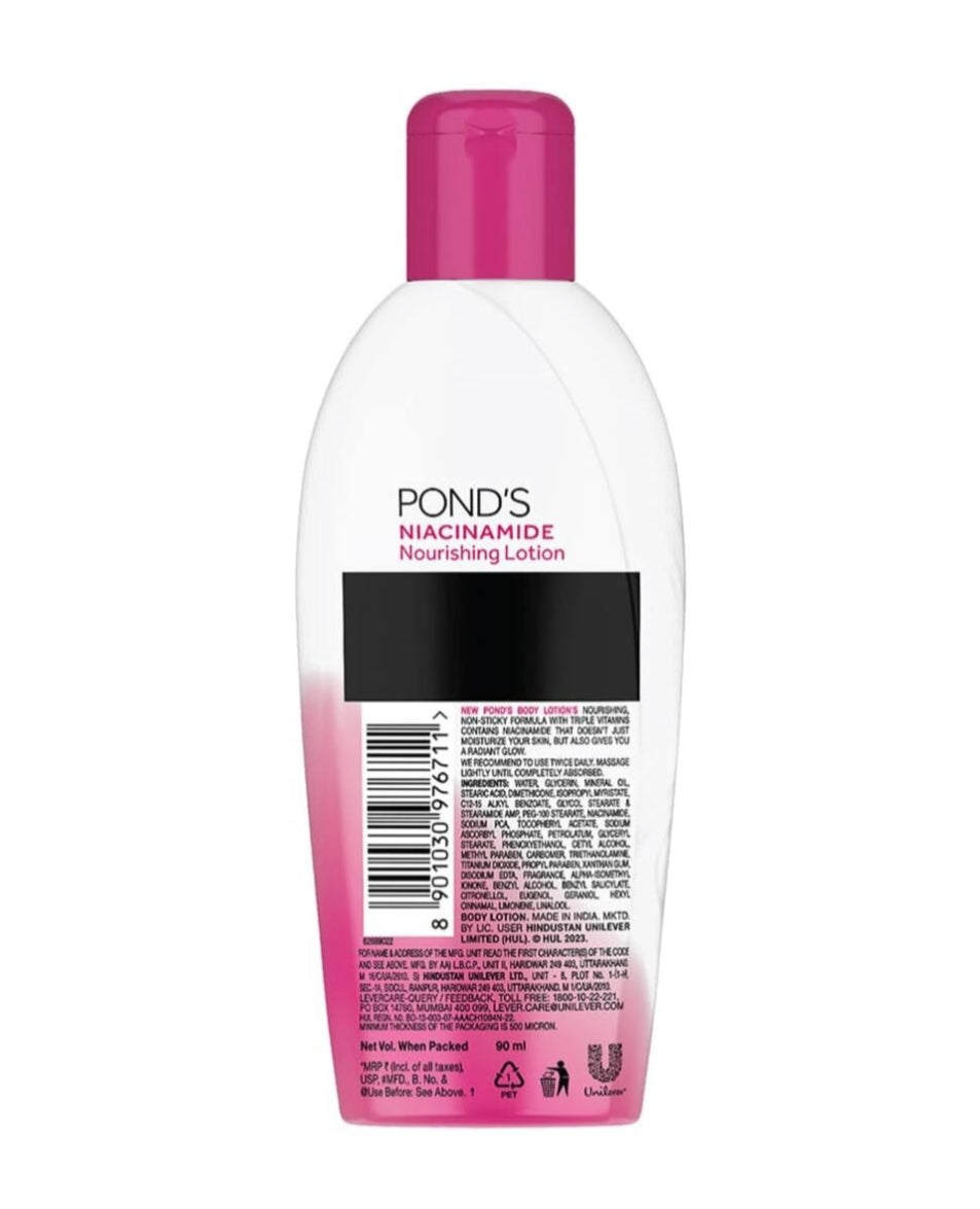 Lotions & Moisturizers- POND'S Niacinamide, Non-Sticky Nourishing Body Lotion for Soft Glowing Skin 90ml