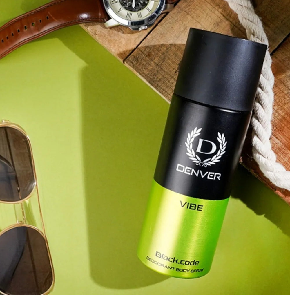 Perfumes & Deodorants- DENVER VIBE Black.Code Long-Lasting Deodorant Body Spray - 150ml