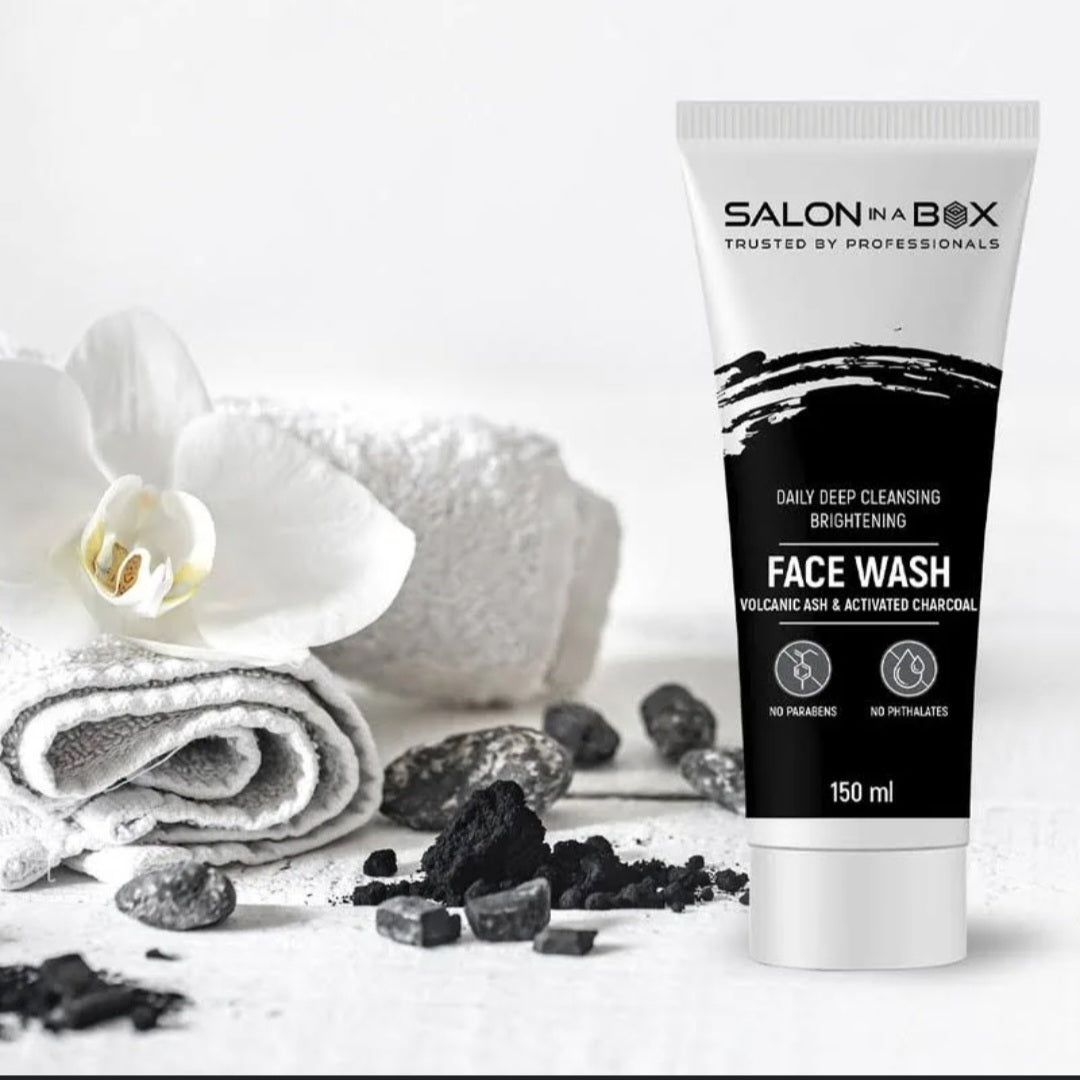 Face Wash- Salon in a Box Daily Deep Cleansing Brightening Face Wash with Volcanic Ash & Activated Charcoal 150ml