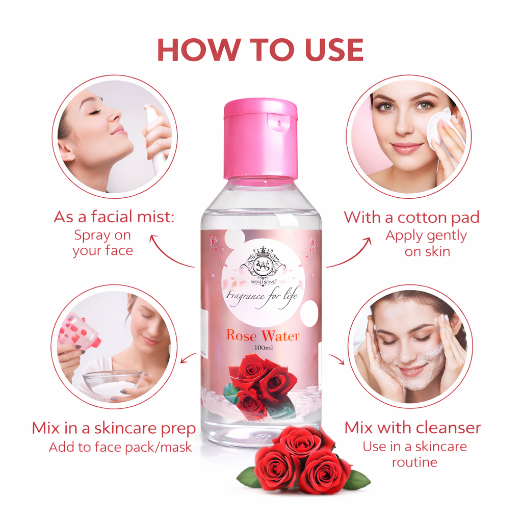 Rose Water- Wind Song’s Pure Herbal Rose Water offers a pure, natural fragrance with the true essence of roses - 100ml