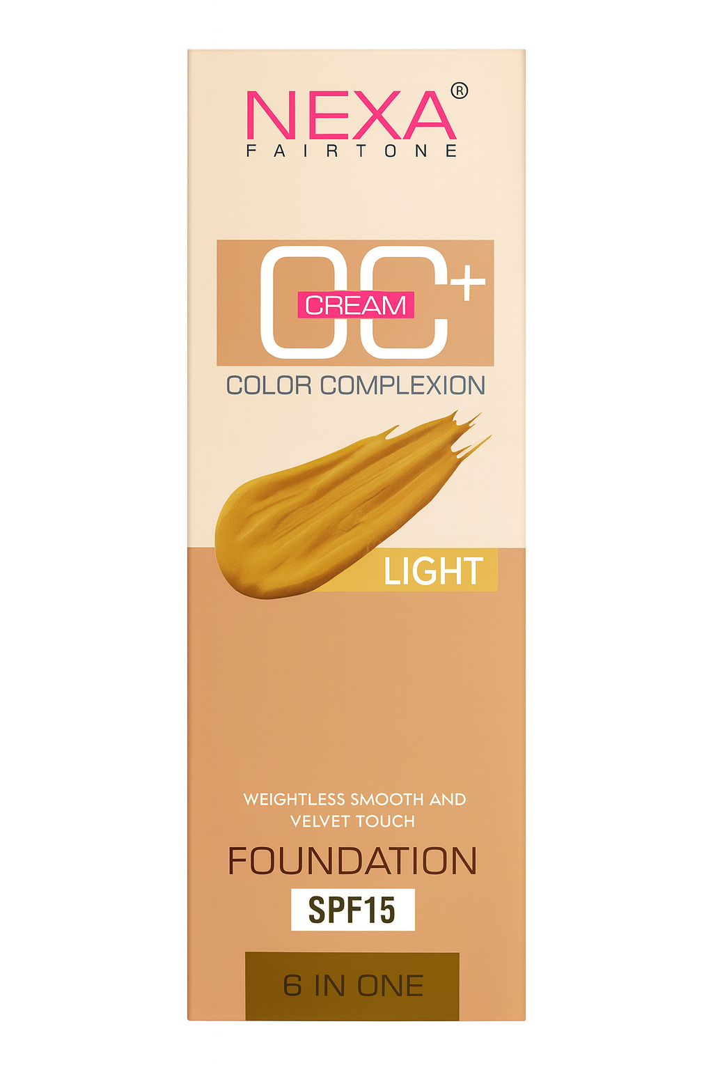 Makeup BB & CC Cream- Nexa Fairtone's Color Complexion (CC) 6-in-1 Light Foundation Cream with SPF-15 for Weightless Smooth and Velvet Touch 50gm