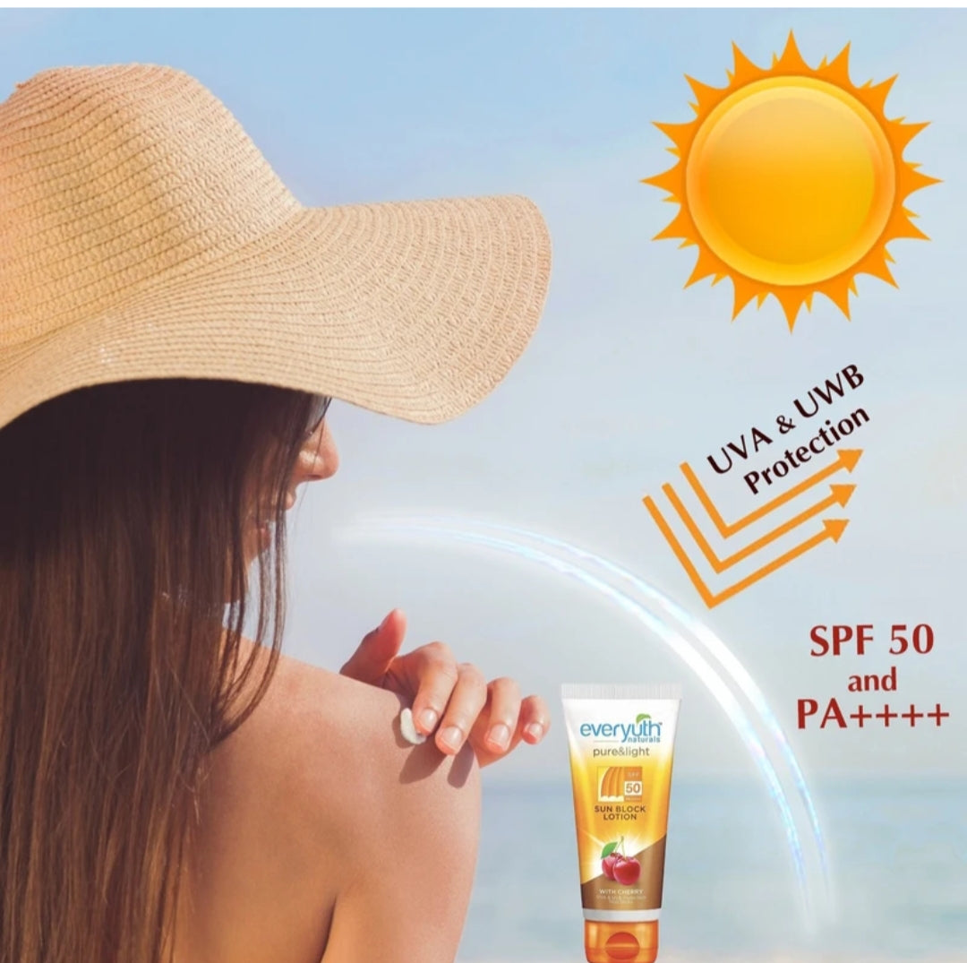 Sunscreen- Everyuth Naturals Pure & Light Sun Block Lotion (SPF 50 PA++++) 50gm