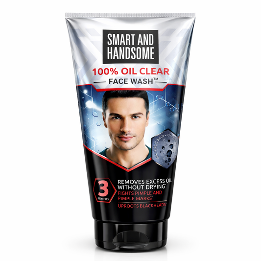 Face Wash- Smart And Handsome (by Emami) 100% Oil Clear Face Wash with 3-in-1 Benefits (1. Removes Excess Oil without Drying the Skin, 2. Fights Pimple & Pimple Marks and 3. Uproots Blackheads) - 150gm