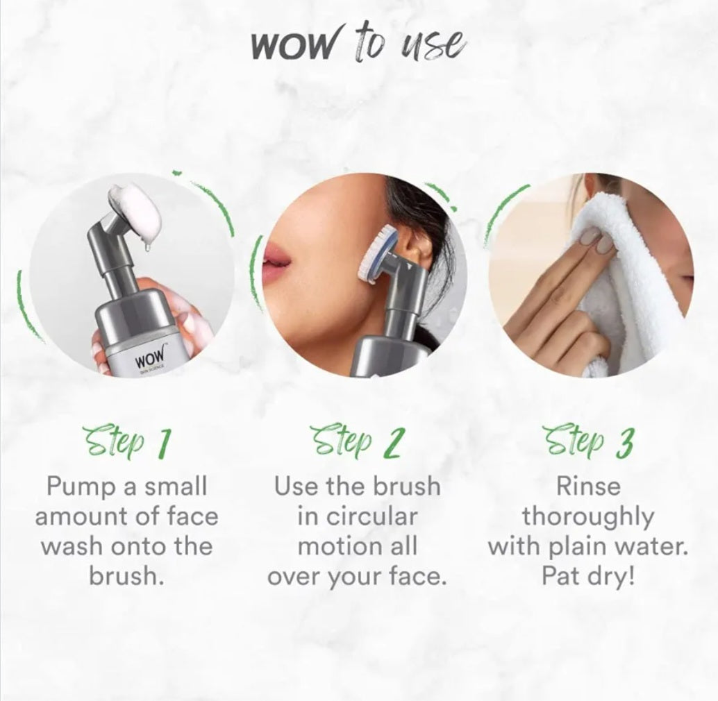 Face Wash- WOW Activated Charcoal Foaming Face Wash with Tea Tree Oil 150ml