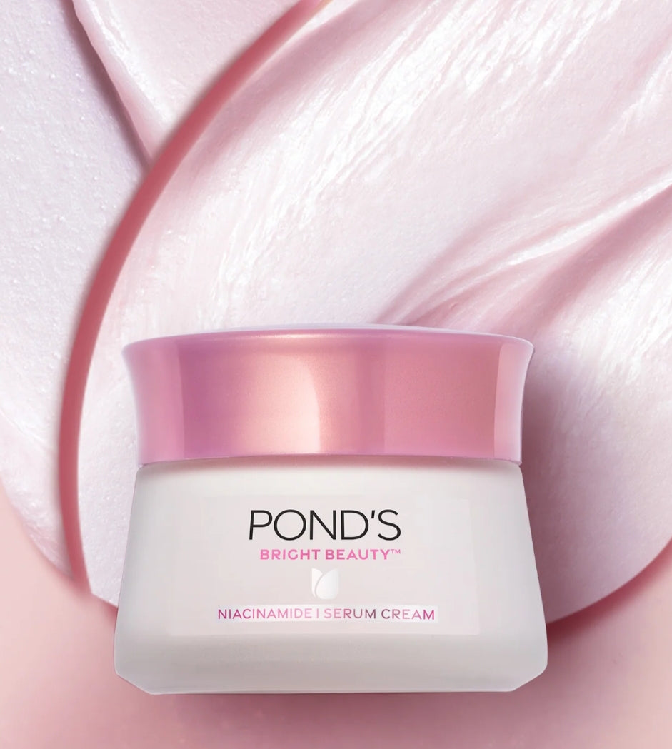 Brightening & Glowing Cream- POND'S Bright Beauty Serum Cream with Niacinamide and Pure Vitamin-B3 (98%). Anti Spot Formula with SPF-15 PA++ 35gm