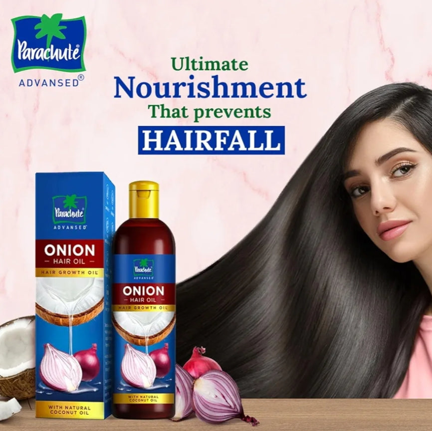 Hair Oil- Parachute Advanced Onion Hair Growth Oil with Natural Coconut Oil, Vitamin-E and Glyceryl Laurate which Nourishes Scalp & Strengthens Root, Reduces Hairfall and Boosts Hair Growth - 200ml