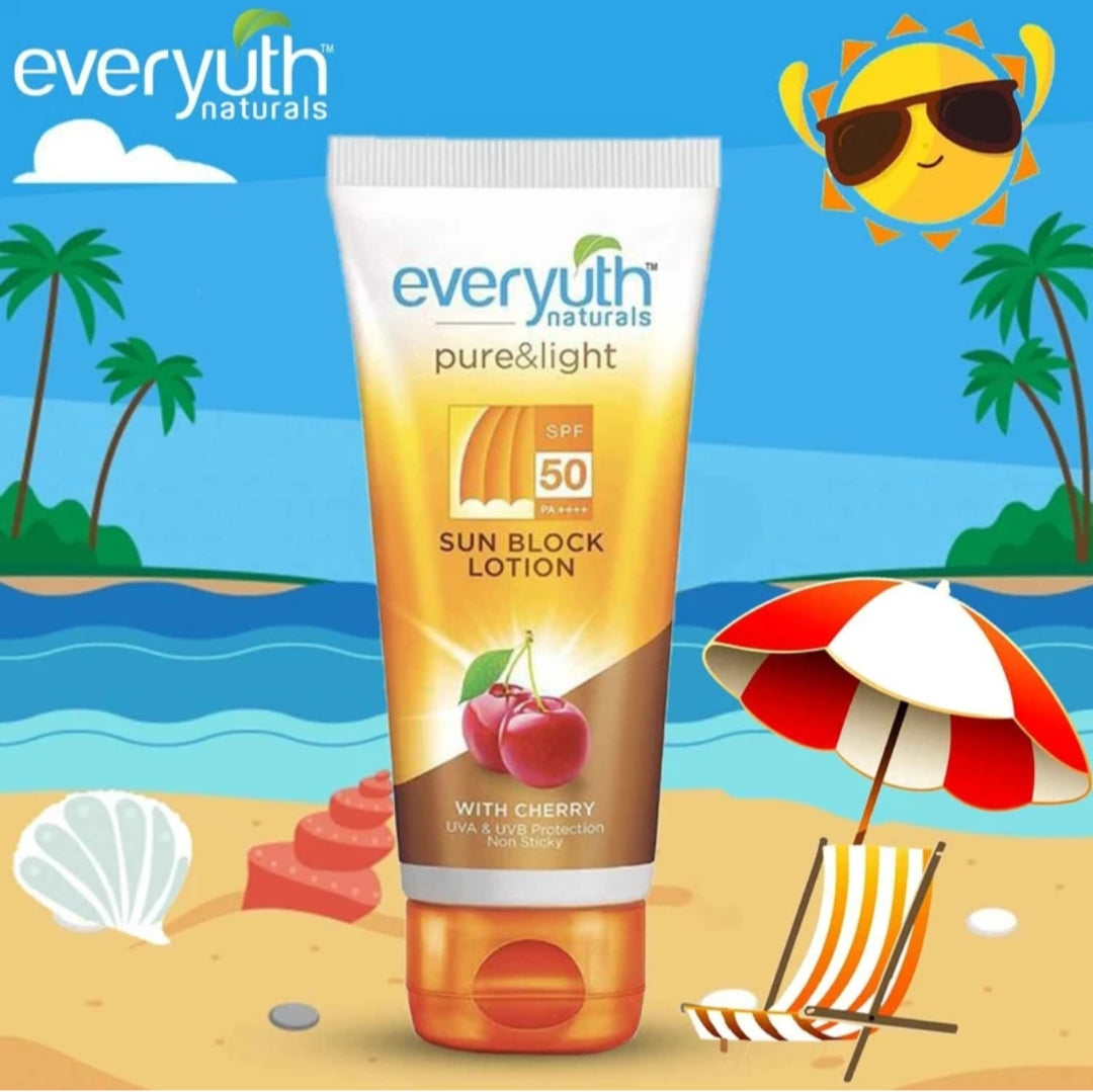 Sunscreen- Everyuth Naturals Pure & Light Sun Block Lotion (SPF 50 PA++++) 50gm