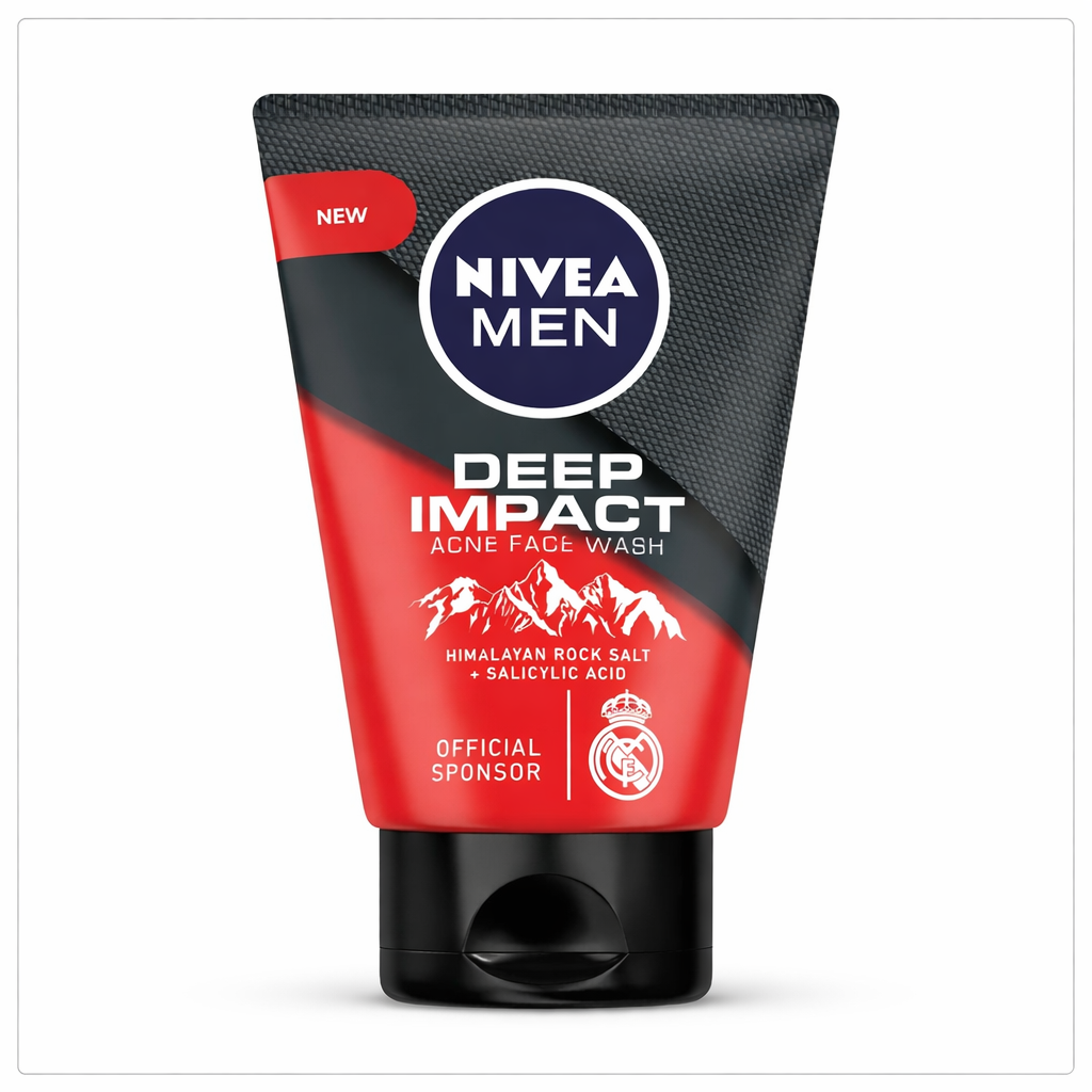 Face Wash- NIVEA MEN'S Deep Impact Acne Face Wash with Himalayan Rock Salt & Salicylic Acid - 100gm