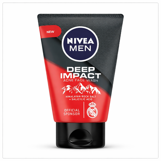 Face Wash- NIVEA MEN'S Deep Impact Acne Face Wash with Himalayan Rock Salt & Salicylic Acid - 100gm