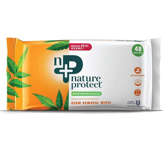 Wipes- Nature Protect's Germ Removal Wipes Infused with Neem Extract - Pack of 48 Pieces