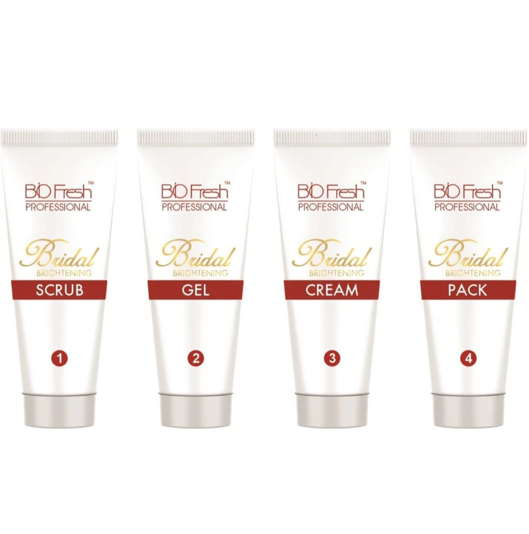 Facial Kit- Biofresh Professional's BRIDAL Brightening 4 Steps (1. Exfoliate, 2. Gel, 3. Nourish and 4. Enhance) Facial Kit 60ml (Face Wash Worth Rs.65/- Free within the Kit