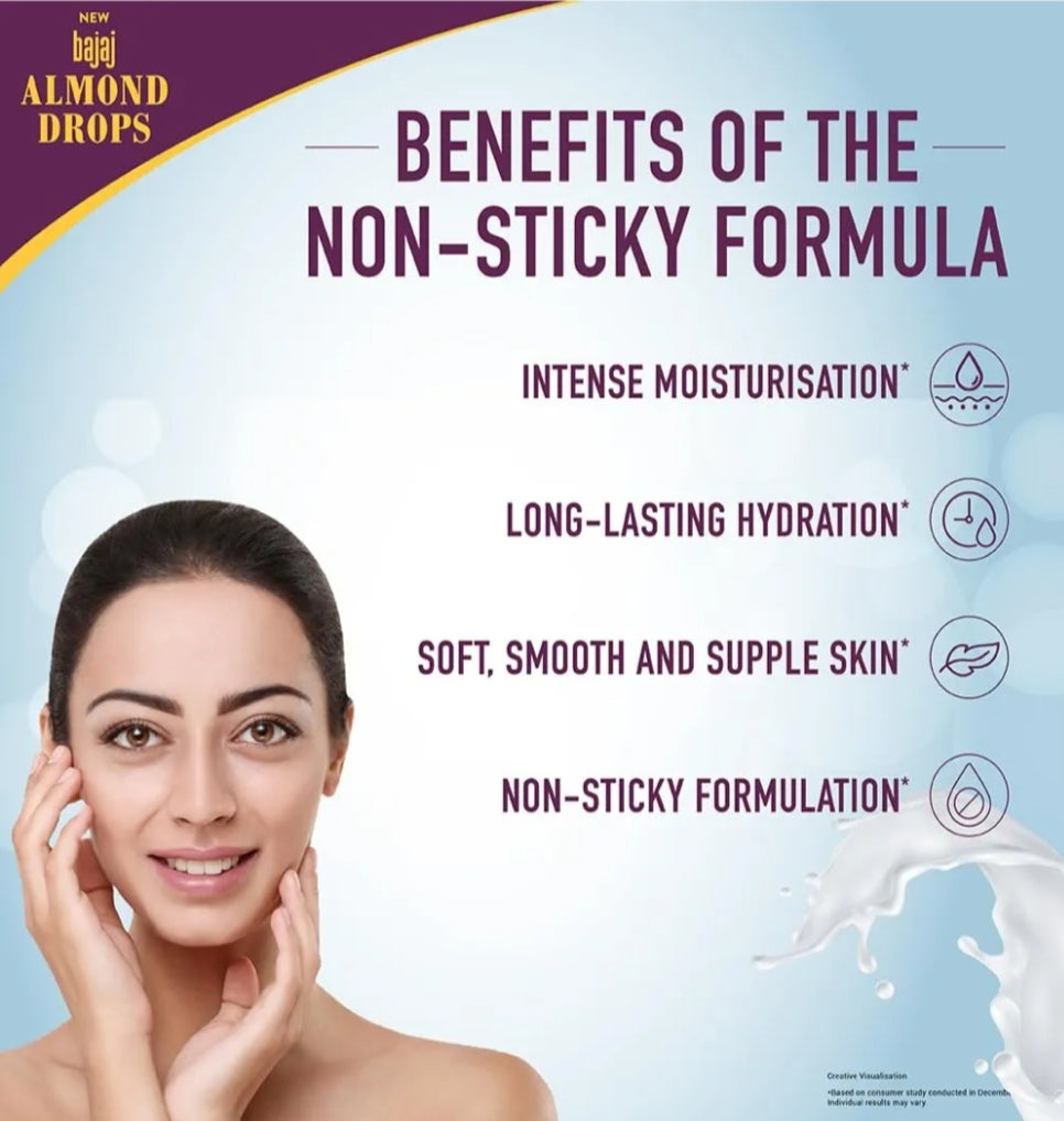 Lotions & Moisturizers- Bajaj Almond Drops Non-Sticky Body Lotion (Long Lasting Moisturisation) with Almond Oil & Vitamin-E 400ml