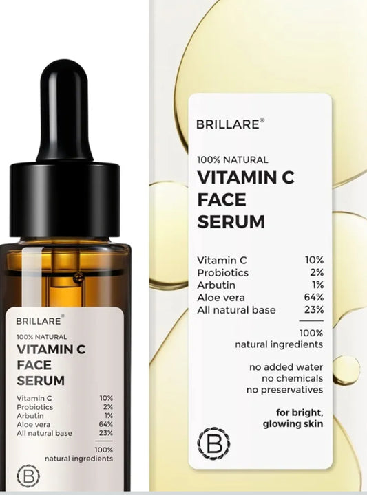 Face Serum- Brillare 100% Natural Vitamin-C Face Serum for Bright and Glowing Skin 30ml