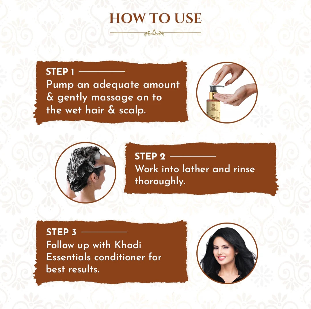 Shampoo and Conditioner- Khadi Natural's Coffee Shampoo with Cocoa & Argan for Shine & Hair Fall Control 200ml
