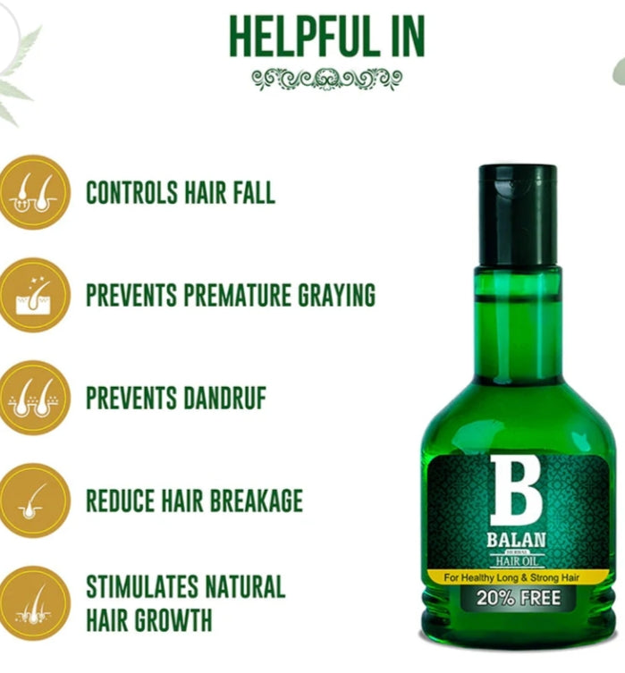 Hair Oil- Balan Ayurvedic Hair Oil For Healthy and Strong Hair 120ml (100ml+20ml Free)