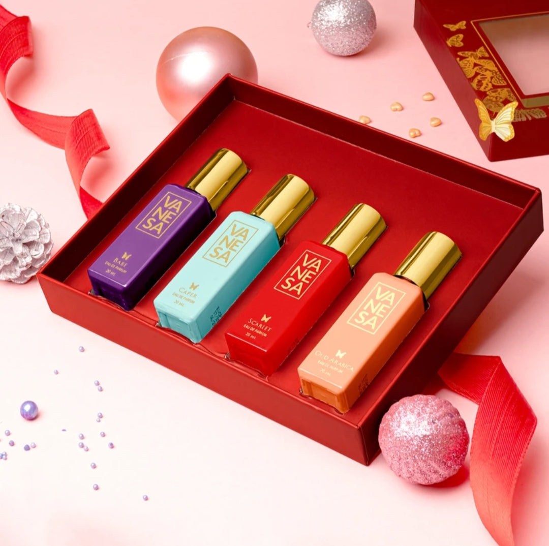 Perfumes & Deodorants- VANESA Divine Perfume Gift Set of 4 Perfumes (Babe, Caper, Scarlet & Oud Arabika) 80 ml (20ml each)