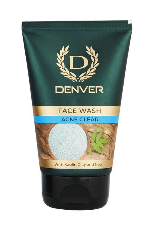Face Wash- DENVER Acne Clear Face Wash with Kaolin Clay and Neem 100gm