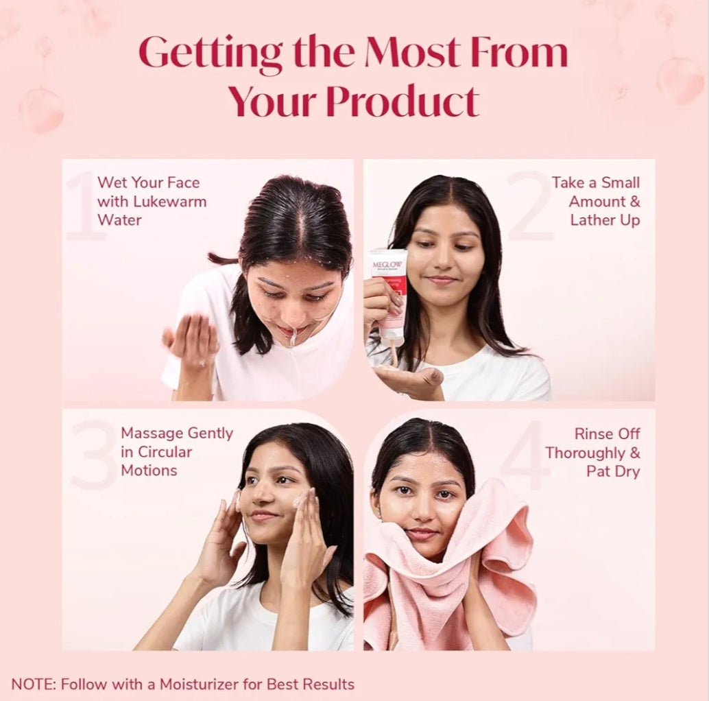 Face Wash- MEGLOW Glutathione Empowered Skin Brightening & Luminizing Face Wash for Women 70ml