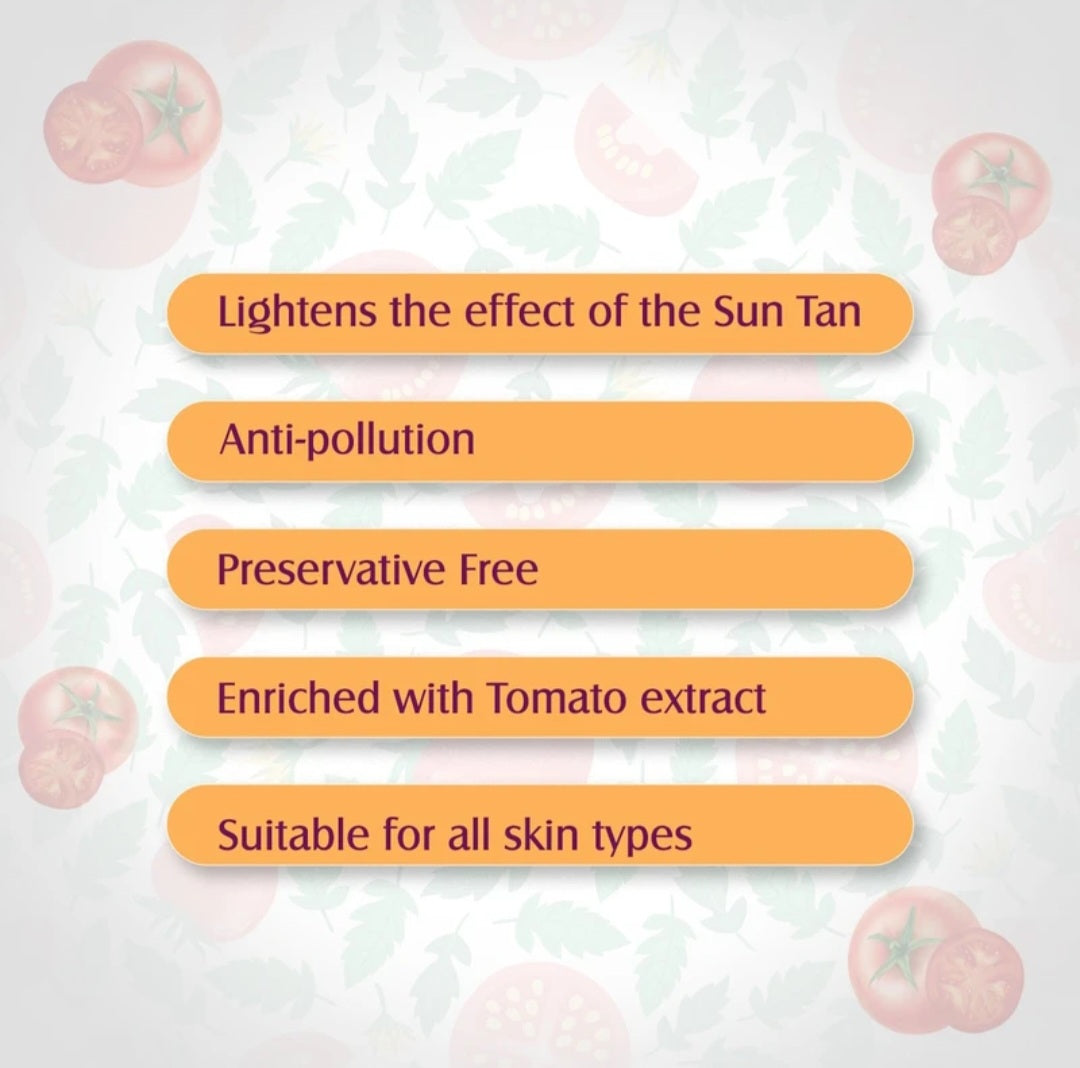 Face Sheet Mask- Lotus Herbals Safe Sun De-Tan Face Serum Sheet Mask enriched with Tomato Extract which Lightens the Effect of Sun Tan and Improves Skin Texture in 10 Minutes - 20gm
