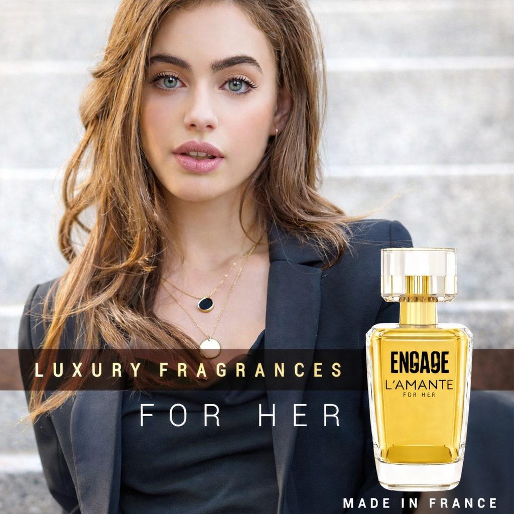 Perfumes & Deodorants- ENGAGE L'AMANTE EDT Long-Lasting, Refreshing, Fruity & Floral Fragrance Perfume for Women with Top Notes of Citrus Fruits, Heart Notes include Jasmine and Rose, while Base Notes Feature Caramel, Amber, and Sandalwood - 75ml