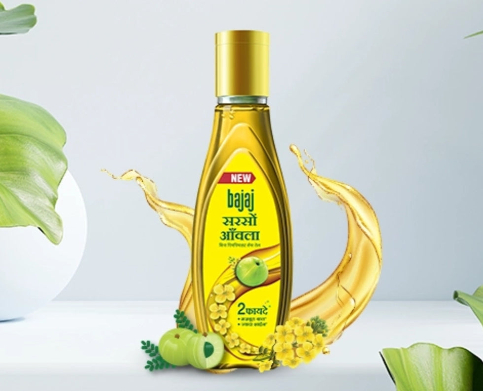 Hair Oil- New Bajaj Sarson Amla Non-Sticky Hair Oil for Stronger & Shiny Hairs - 34ml