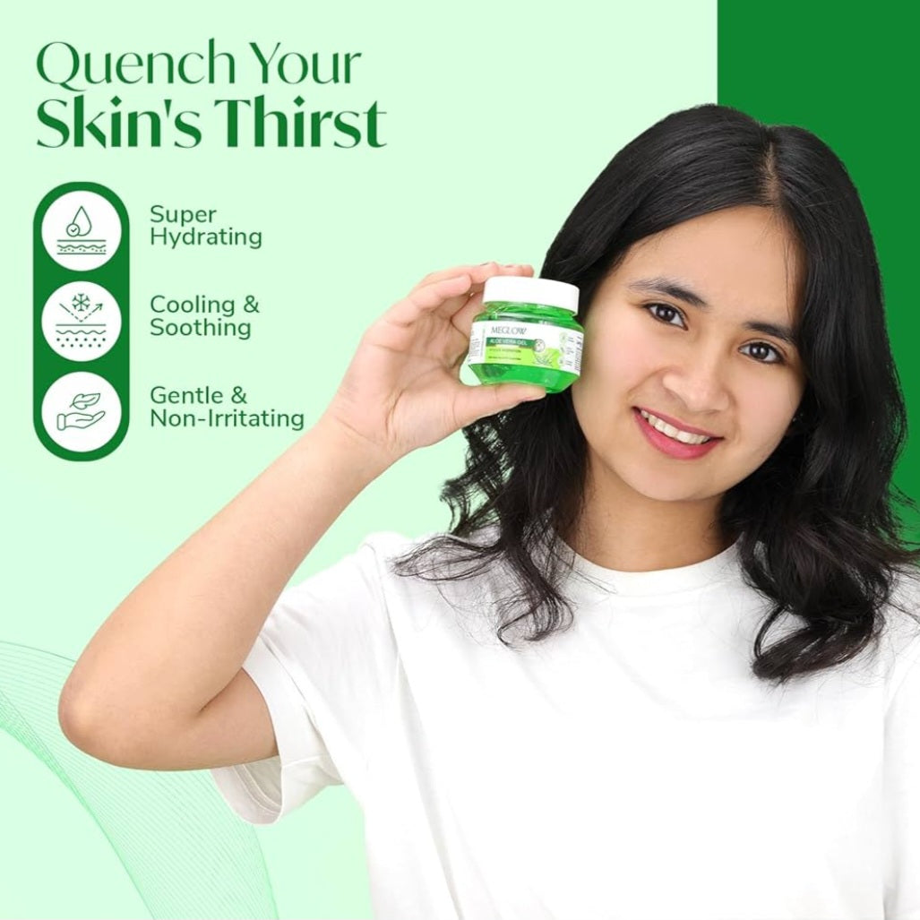 Aloe Vera Gel- MeGlow Aloe Vera Gel with Cucumber extract for Intense Hydration 100gm