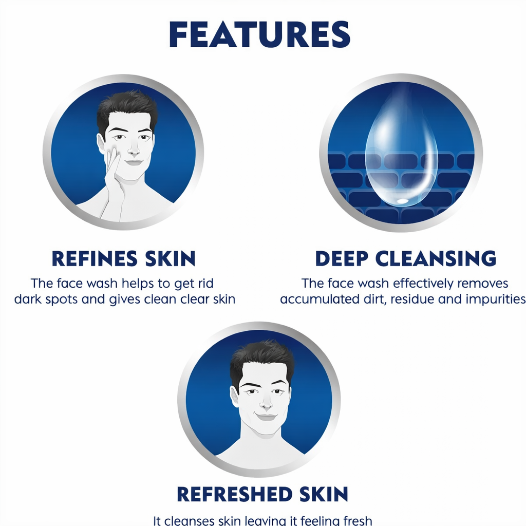Face Wash- NIVEA MEN'S Dark Spot Reduction Face Wash with 10X Vitamin-C Effect for Clean & Clear Skin - 100gm