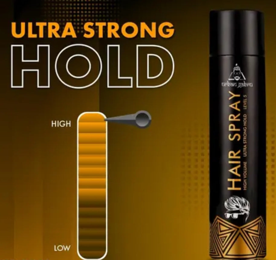 Men's Shaving, Styling and Grooming- Urban Gabru Hair Spray (Level 5 - Ultra Strong Hold) for Men 250ml