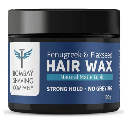 Men's Shaving, Styling and Grooming- Bombay Shaving Company's Natural Matte Look Hair Styling Wax enriched with Fenugreek & Flaxseed for Strong Hold & No Greying 100gm