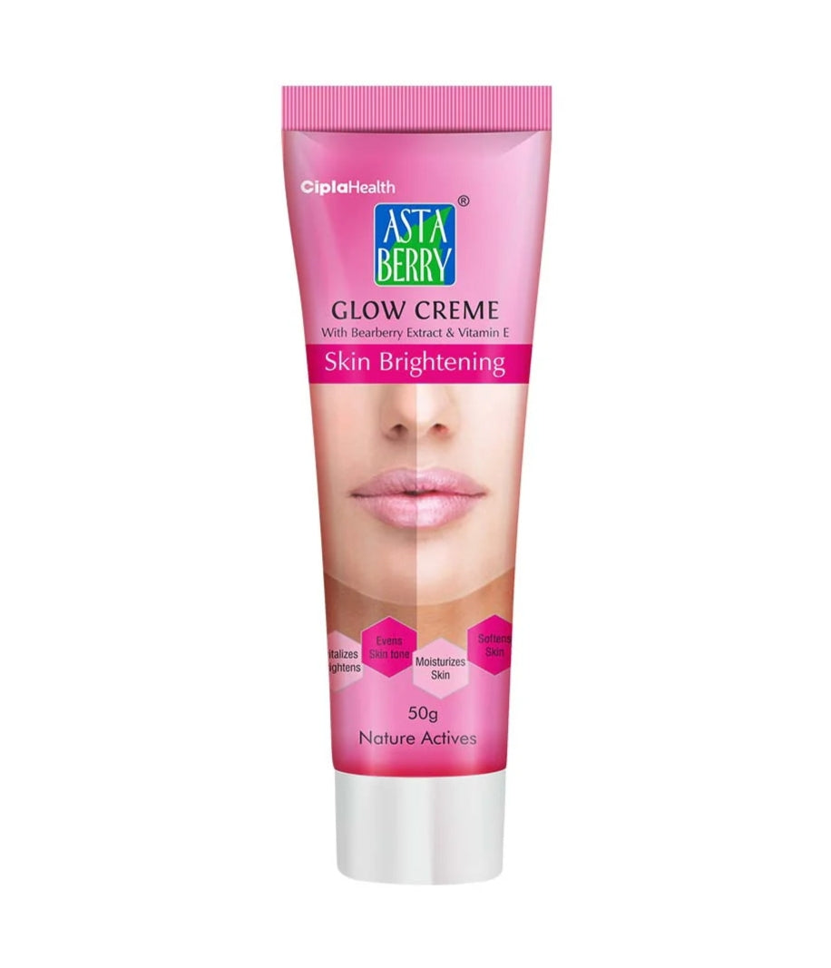 Brightening & Glowing Cream- Asta Berry Skin Brightening Glow Creme with Bearberry Extract and Vitamin-E 50gm