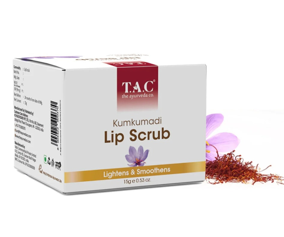 Lip Scrub- TAC Ayurvedic Kumkumadi Lip Scrub which Softens & Brightens the Lip 15gm