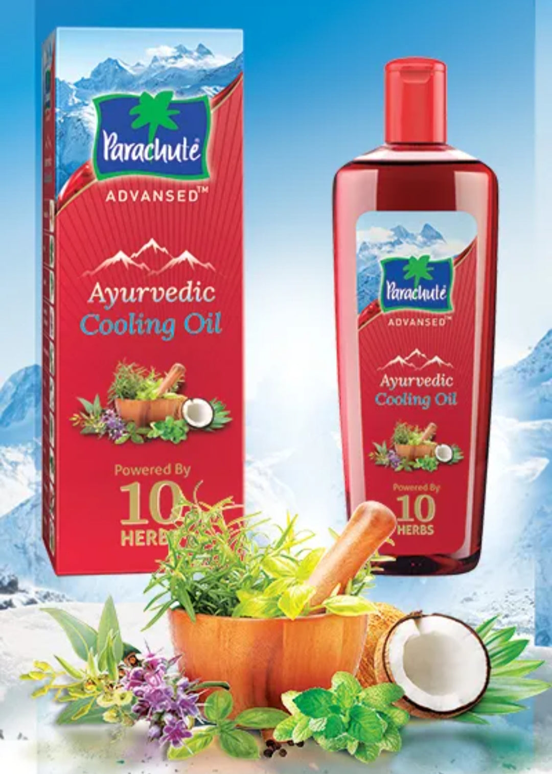Hair Oil- Parachute Advanced Coconut Oil Based Ayurvedic Cooling Hair Oil Powered by 10 Natural Herbs like Brahmi, Neem, Ashwagandha, Lemongrass and several other rare Herbs which is a perfect weapon to combat today's stressful lifestyle - 200ml