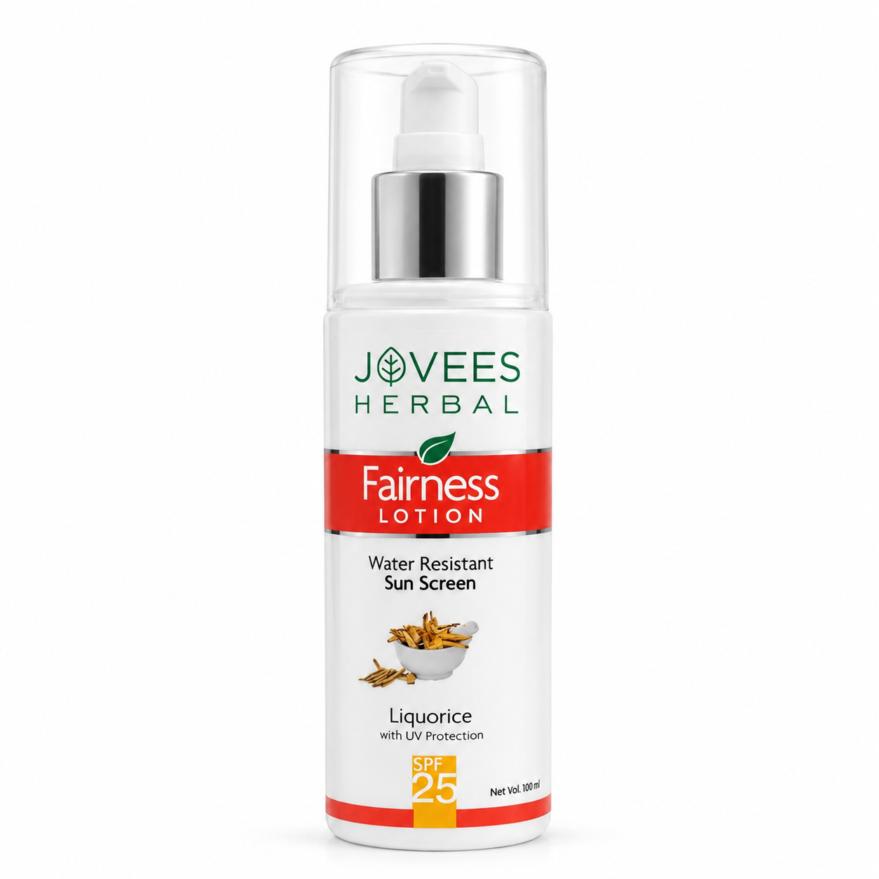 Sunscreen- JOVEES Herbal's Water Resistant Fairness SPF-25 (UV Protection) Sunscreen Lotion with the Skin Brightening benefit of Liquorice - 100ml