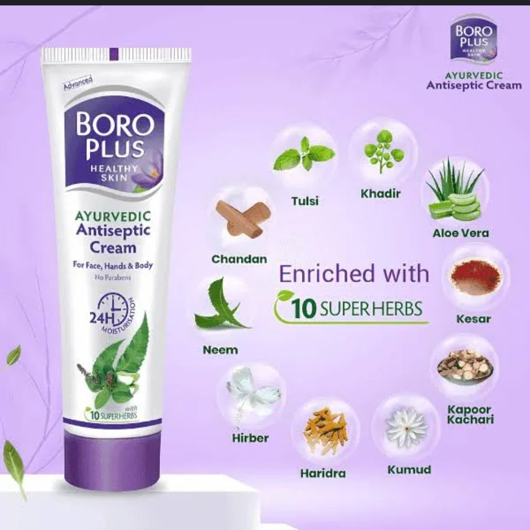 Lotions & Moisturizers- BORO PLUS Healthy Skin Ayurvedic Antiseptic Cream for Face, Hands & Body which makes your skin moisturized upto 24 Hrs - 19ml