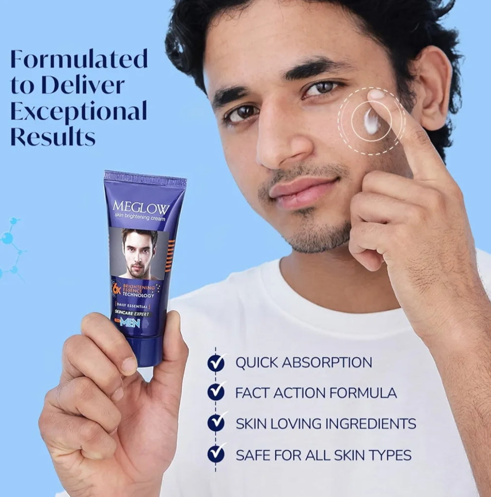 Brightening & Glowing Cream- MeGlow Skin Brightening Cream for Men. 6X Brightening Essence Technology Daily Essential - 50gm