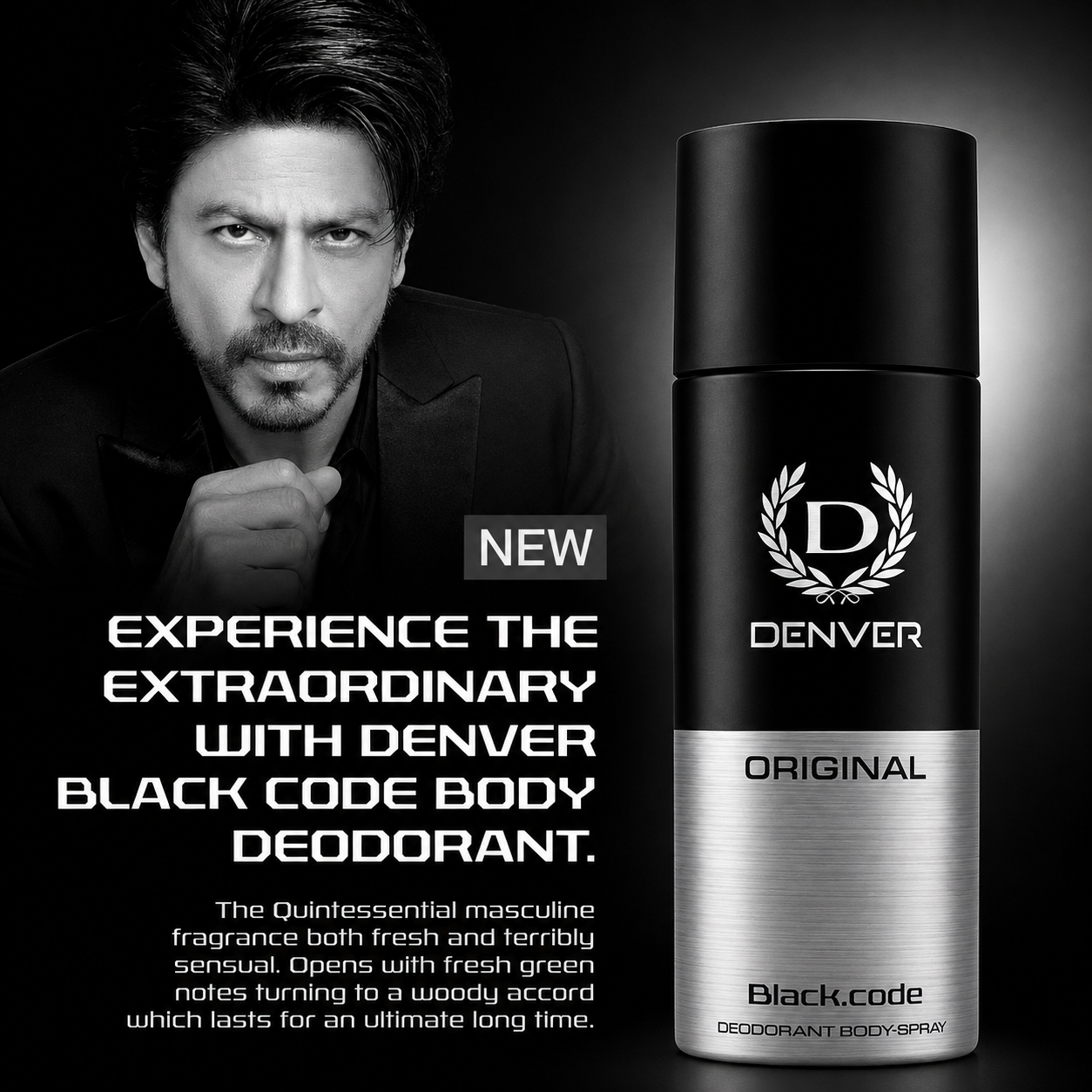 Perfumes & Deodorants- DENVER Black.code ORIGINAL Masculine Fragrance Long-Lasting Deodorant Body Spray - 150ml