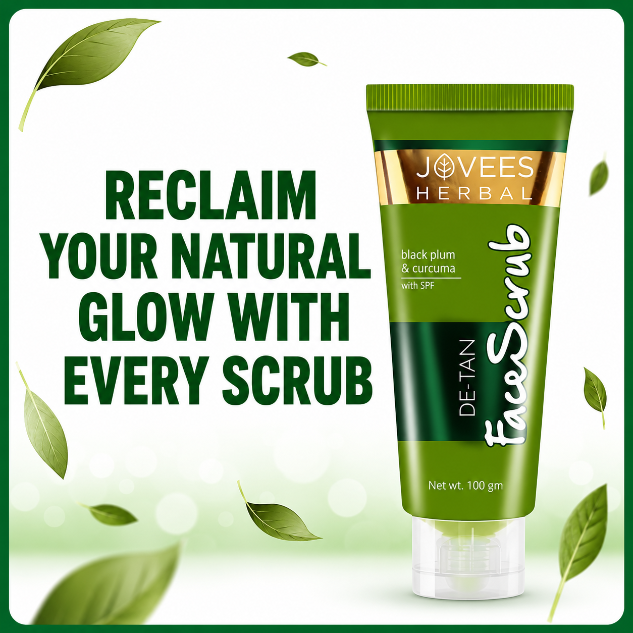 Face Scrub- JOVEES Herbal's De-Tan Face Scrub enriched with Black Plum & Curcuma - 50gm