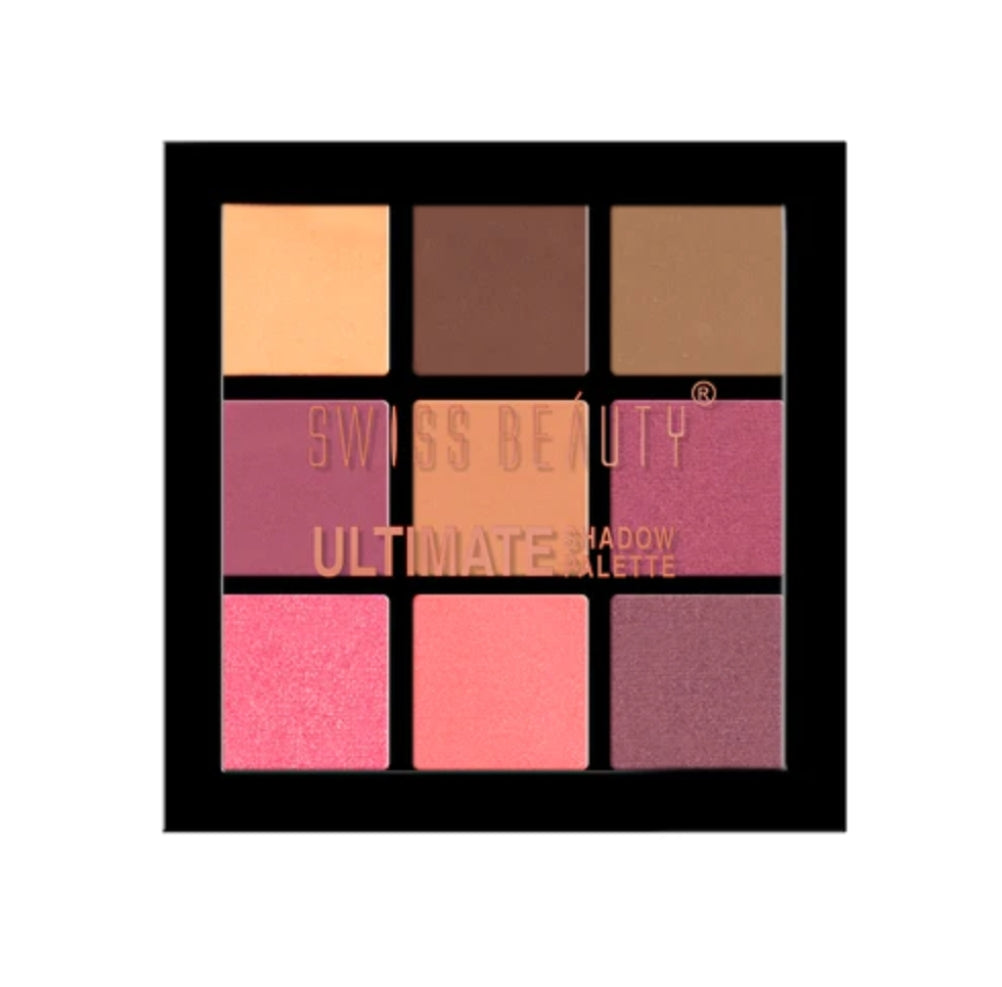 Makeup Eyeshadow- Swiss Beauty Ultimate 9 Color Eyeshadow Palette (Shade-01) consists of highly pigmented shades in matte, shimmer, and metallic finishes for creating endless eye looks - 6gm