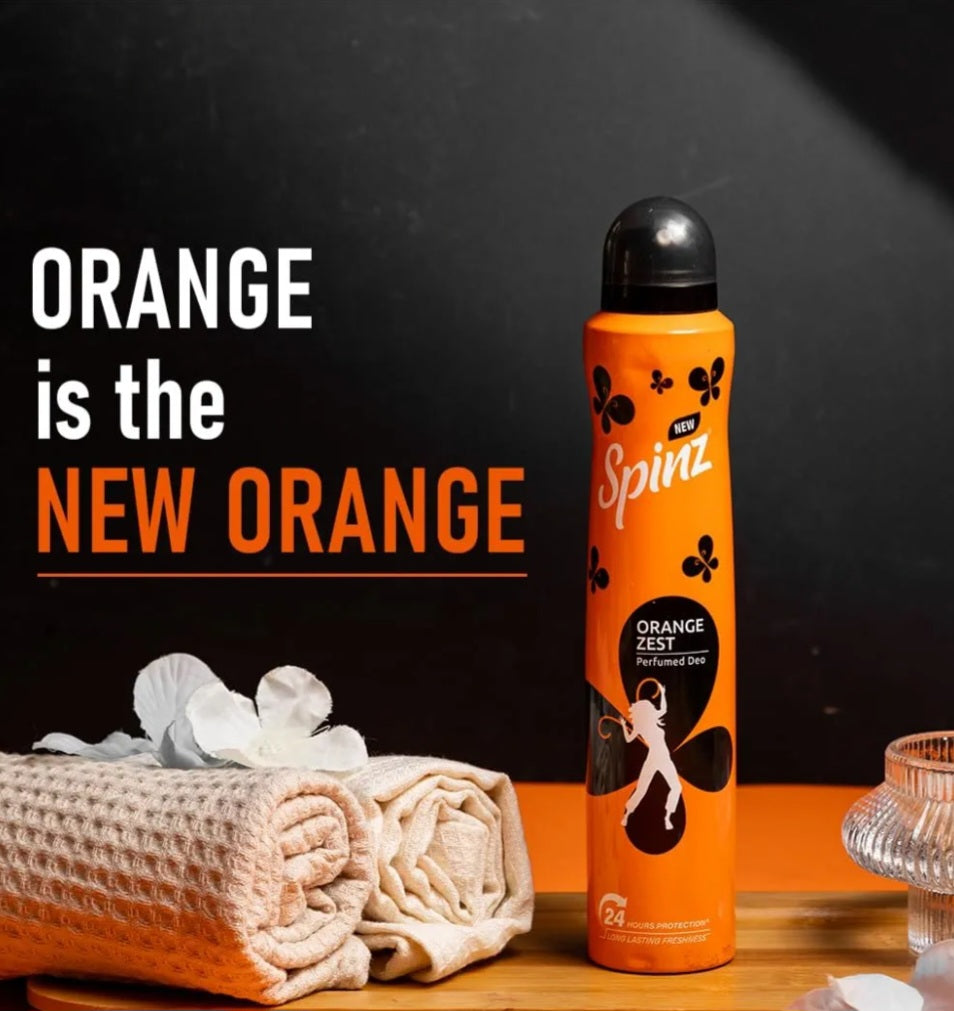 Perfumes & Deodorants- Spinz Orange Zest Perfumed Deo For Women, With International Fragrances For Long Lasting Freshness And 24 Hours Protection From Odour Causing Bacteria, 150ml