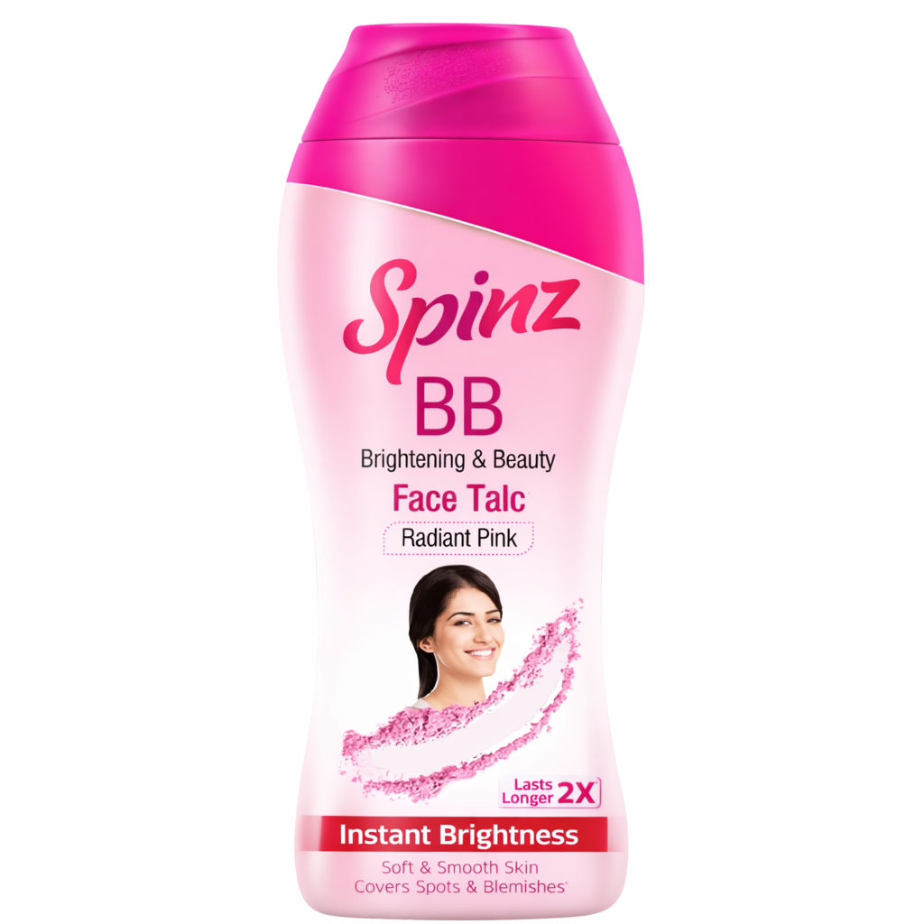 Face & Body Powder- Spinz BB Brightening & Beauty Radiant Pink 2X Lasts Longer Face Talc for Instant Brightness 40gm