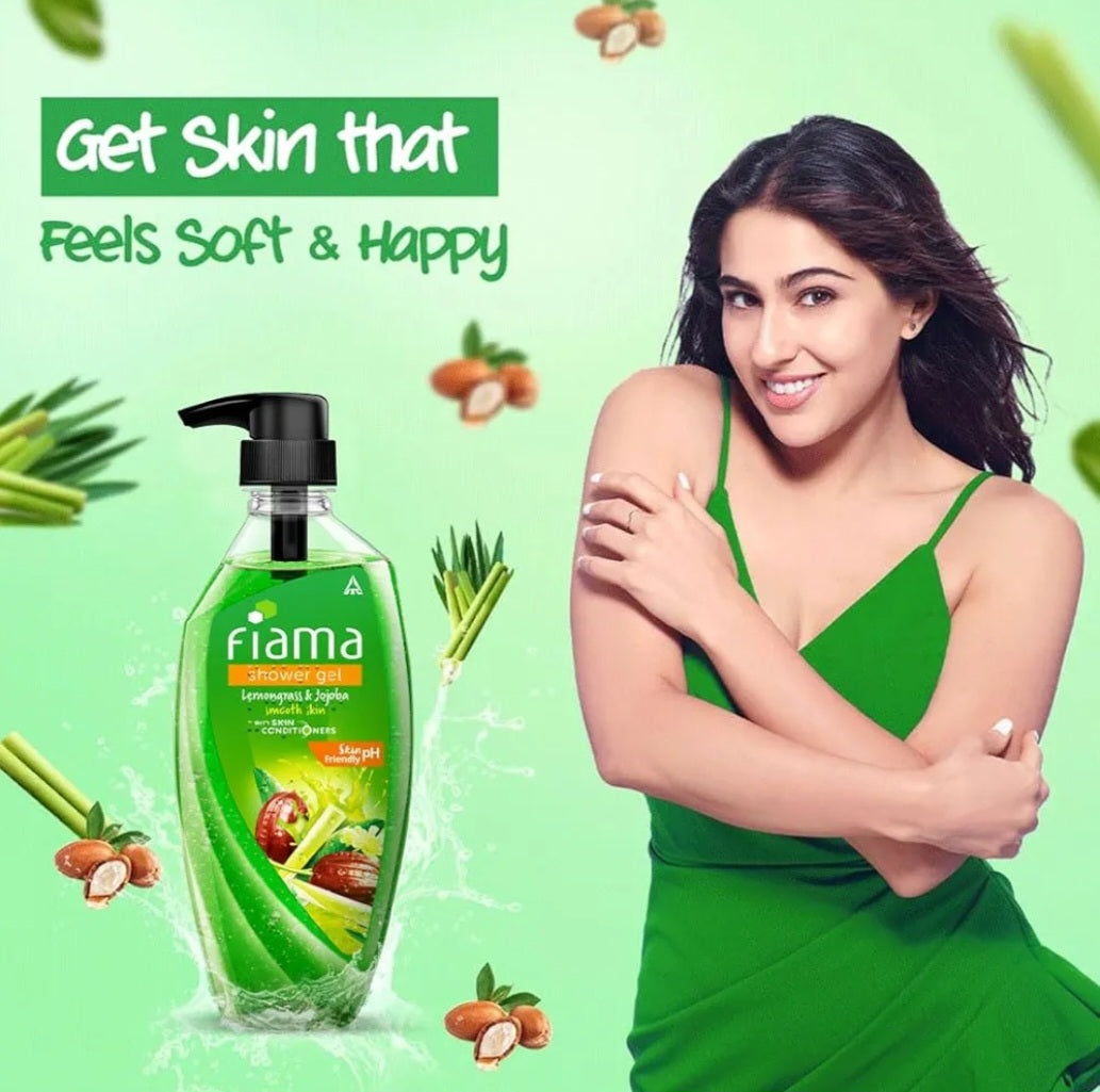Body Wash & Shower Gel- Fiama Skin PH Friendly Shower Gel enriched with Lemongrass & Jojoba which Smoothes and Conditioners the Skin - 500ml