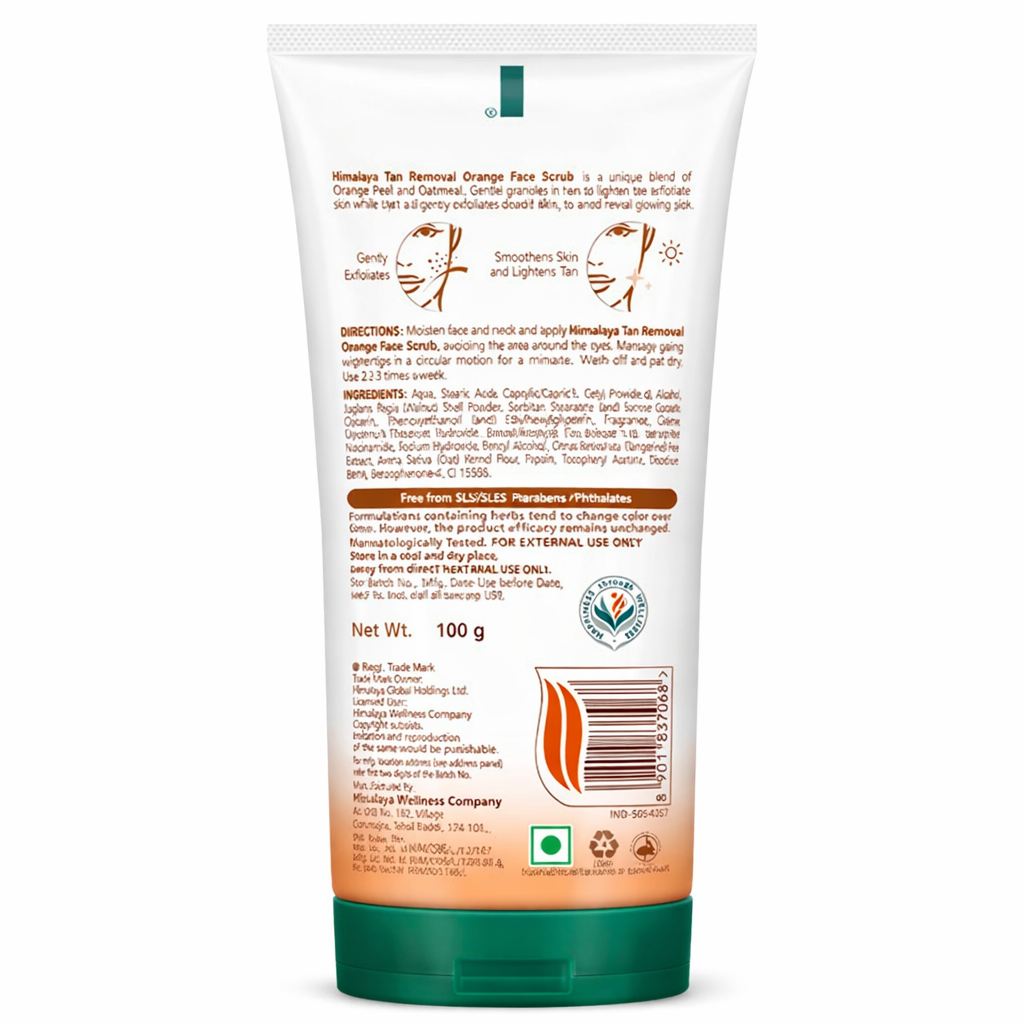 Face Wash- Himalaya Tan Removal Orange Face Wash enriched with Orange Peel & Honey which Visibly Reduces Tan - 100ml